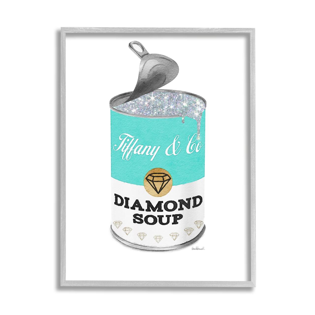 Stupell Industries Blue Pop Fashion Condensed Soup Glam Open Lid Framed Wall Art